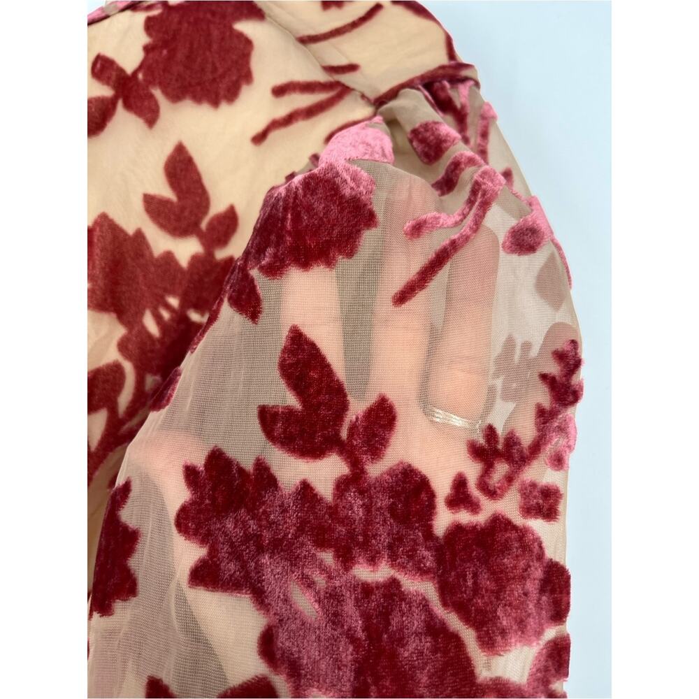 Vici Calgary Floral Velvet Burnout Tie Dress XL Mini Billowy Whimsy Boho Fairy - Picture 11 of 14